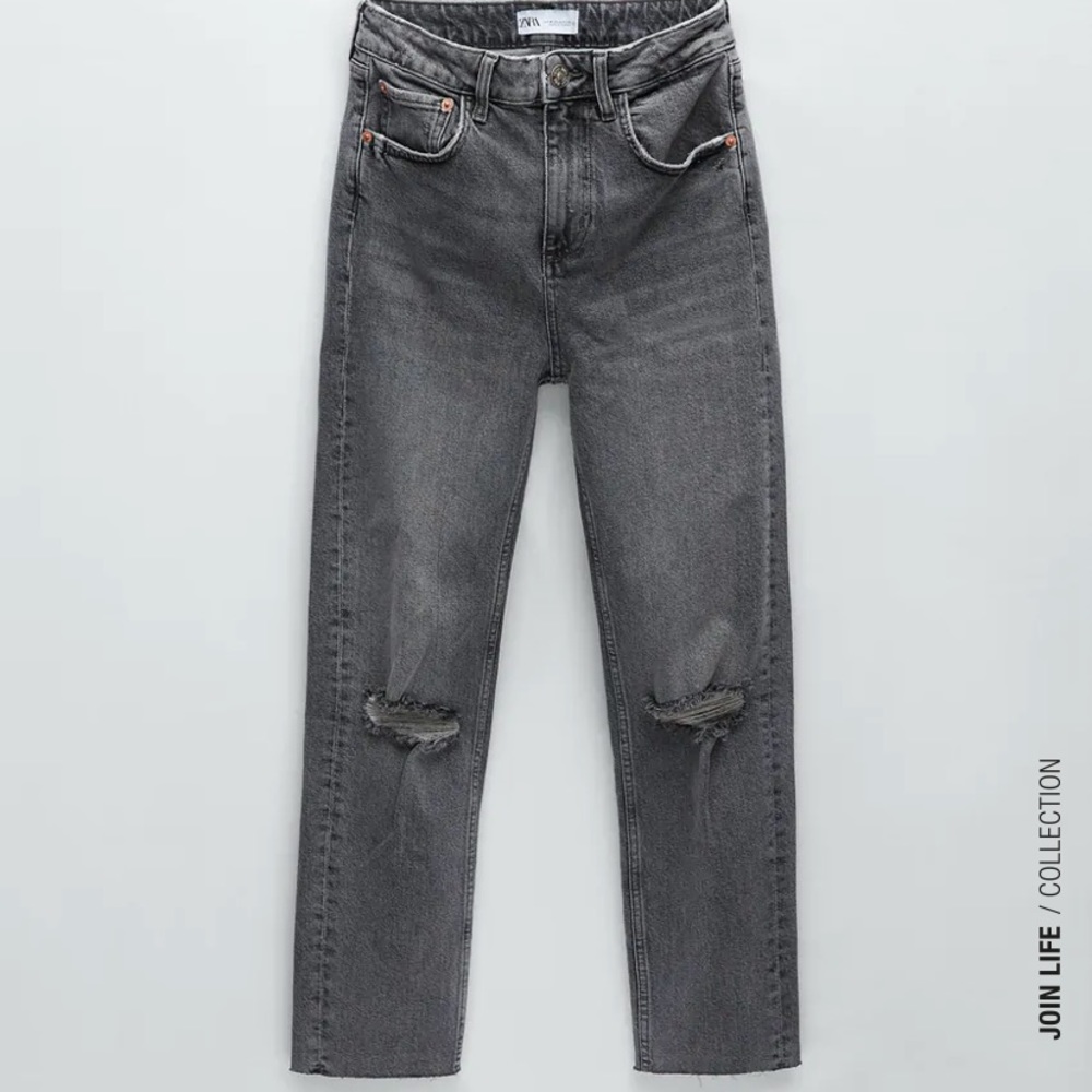 Zara Slim Fit Hi-Rise Ripped Jeans TRF